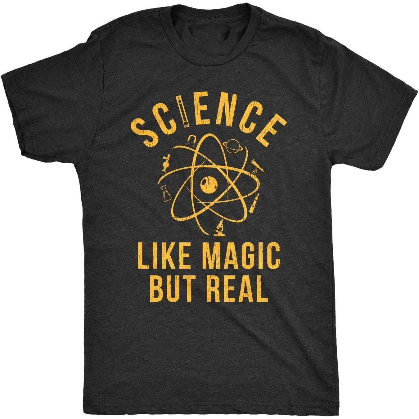 Men's Science Like Magic Graphic T-Shirt, Funny Nerdy Teacher Print Top, Casual Streetwear in Soft Cotton with Round Neck, Tshirt, Basic, Funny Graphic Tee, Casual Fit, Nerdy Fun Graphic
