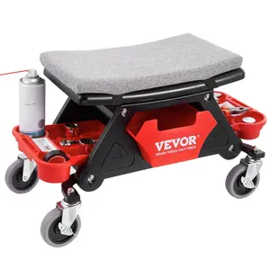 VEVOR Mechanics Stool 300 LBS Capacity Rolling Mechanic Seat with 4" Wheels Three Slide Out Tool Trays Drawer Heavy Duty Roller Creeper Seat for Home Garage DIY Automotive