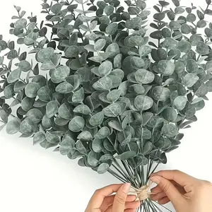 33 Realistic Artificial Eucalyptus Stems! Decorative Fake Greenery, Artificial Faux Plants, No Maintenance & Easy Assembly – Perfect for Weddings, Farmhouse Decor, Valentine’s Day & Tabletop Displays