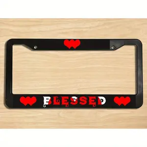 12.2 X 6.3 Inches, Blessed Red Heart License Plate Frame, Car Tag Frame, License Plate Holder, Auto Tags Cover with 2 Holes for Screws