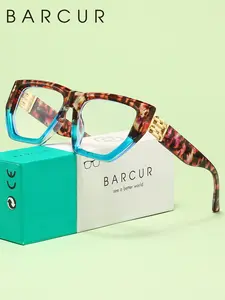 BARCUR Large Frame, Exquisite Anti Blue Light Glasses, Trendy Casual Eyeglasses, Cat Eye Frame, Small Face, Daily Computer Use, Office Work, Reduce Blue Light, Fashionable Decoration