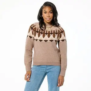 DG2 by Diane Gilman Melange Yarn Fair Isle Pullover Sweater