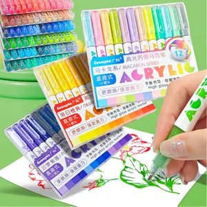 GuangNa High Gloss Acrylic Markers,1mm Bullet Nib Acrylic Paint Pens,Bright Colors,Big Capacity ink,Wide Range of Uses,For Rock Painting, Canvas, Wood, Glass, Ceramic, Fabric, Plastic, Egg,Art Markers Set,Gift For Back To School
