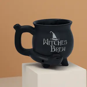 Witches Brew Cauldron Ceramic Mug Pipe with Unique Design Durable Material for Daily Use and Eye-catching Accessories coffee mug cup