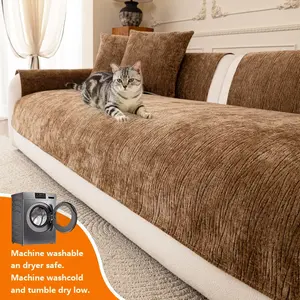 1pc Plush Sofa Cover, Pet-Friendly Non-Slip Decor, Polyester Material, Fits 1234 Imperial Chairs, Luxury Multi-Function