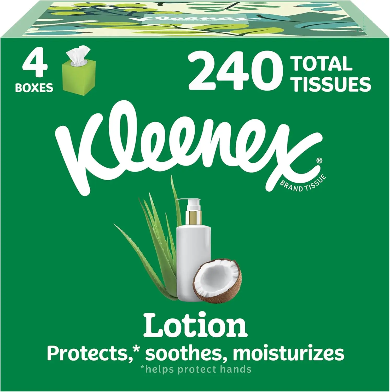 Kleenex Soothing Lotion 3-Ply Soft Facial Tissue Box, Gentle Wipe for Sensitive Skin - Home Care Supplies, Tissues & Napkins Cube sohochic