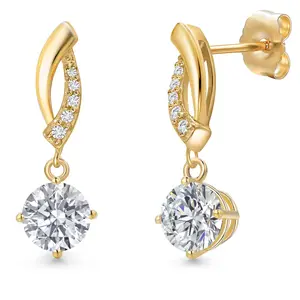 Gem Stone King 1.50 Cttw IGI Certified Lab Grown Diamond Infinity Dangle Earrings For Women in 14K Yellow Gold | Round Cut Diamonds Each 0.75 Ct | F-G Color | VS Clarity