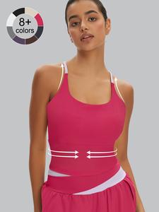 Sporty Women's Plain Criss Cross Yoga Sports Bra, Comfort and Durability Sports Crop Cami Top, Ladies Sportswear for Indoor Outdoor Wear, Gym Clothes