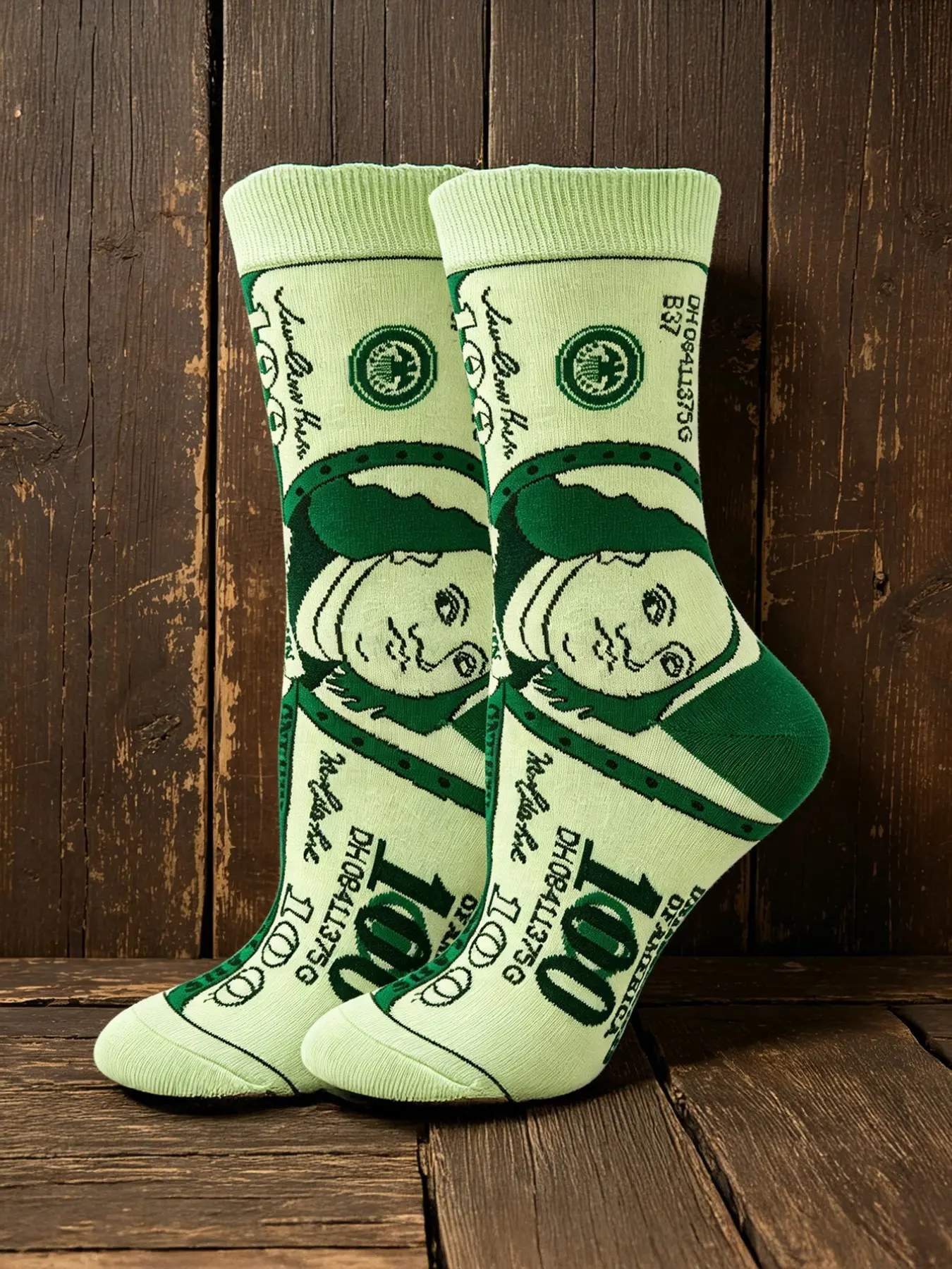 Dollar Sign Print Mid-Calf Socks, Funky Socks, Comfortable Breathable Material, Non-Irritating Long Wear, Ideal for Daily Fashion