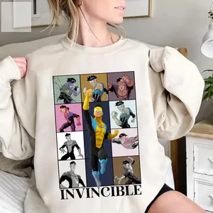 Invincible Sweatshirt – Color Block Comic Pullover Featuring Mark Grayson, Cozy Unisex Anime Graphic T-shirt for Fans, Limited Invincible Mark Shirt
