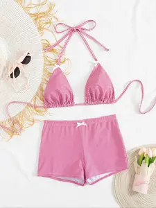 Women's Geometric Print Bikini Set, Bikini Top Trunks, Casual Fashion Chic Swimsuit Set for Beach Holiday Vacation, Ladies Swimwear for All Seasons