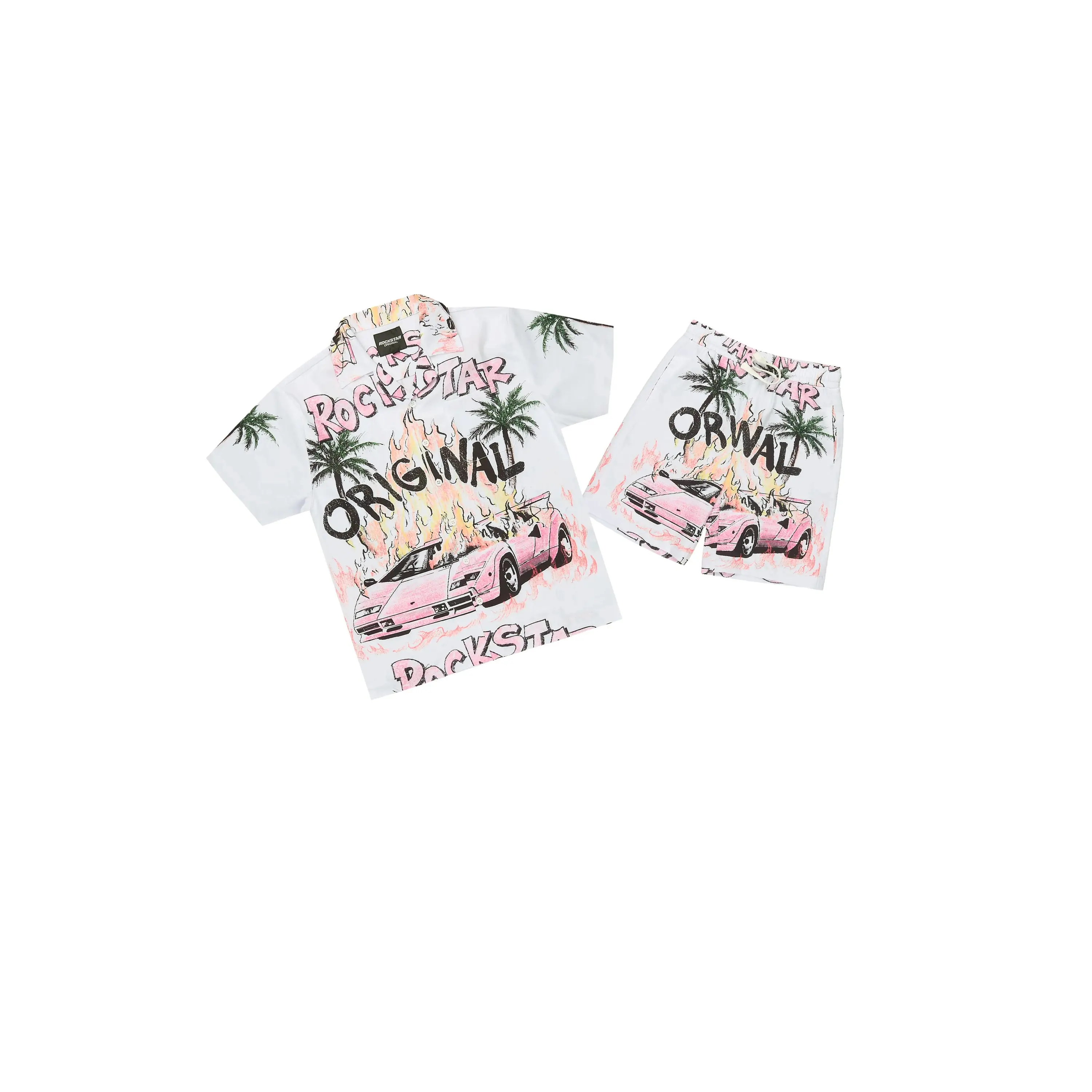Girls Axraina White Button Down Shirt/Short Set