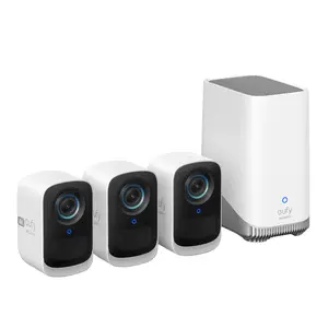 eufy security eufyCam S300(eufyCam 3C)3-Cam Kit, Security Camera Outdoor Wireless, 4K Camera, Expandable Local Storage, Face Recognition AI, Spotlight, Color Night Vision, 2.4GHz Wi-Fi, No Monthly Fee｜Spingtok
