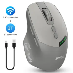 7D Wireless Mouse, Portable Silent Dual Mode Mouse, Ergonomic Optical Mouse with USB Receiver, Screen Indicator, Battery Display
