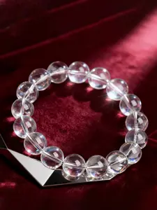 1PC Clear quartz bracelet for men Women 12mm Natural Crystal Stone Beaded Stretch Bracelet Handmade Jewelry Christmas Gifts For friend,Valentine's Day gift