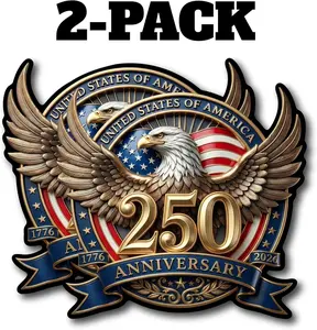 2Pcs 2PCS 250th Anniversary USA Car Decal Sticker,250 Anniversary USA Ddecal Patriotic 4th of July 1776–2026 Vinyl for Car, Truck, Window, Laptop, 250 Years American Independence Bumper Stickers