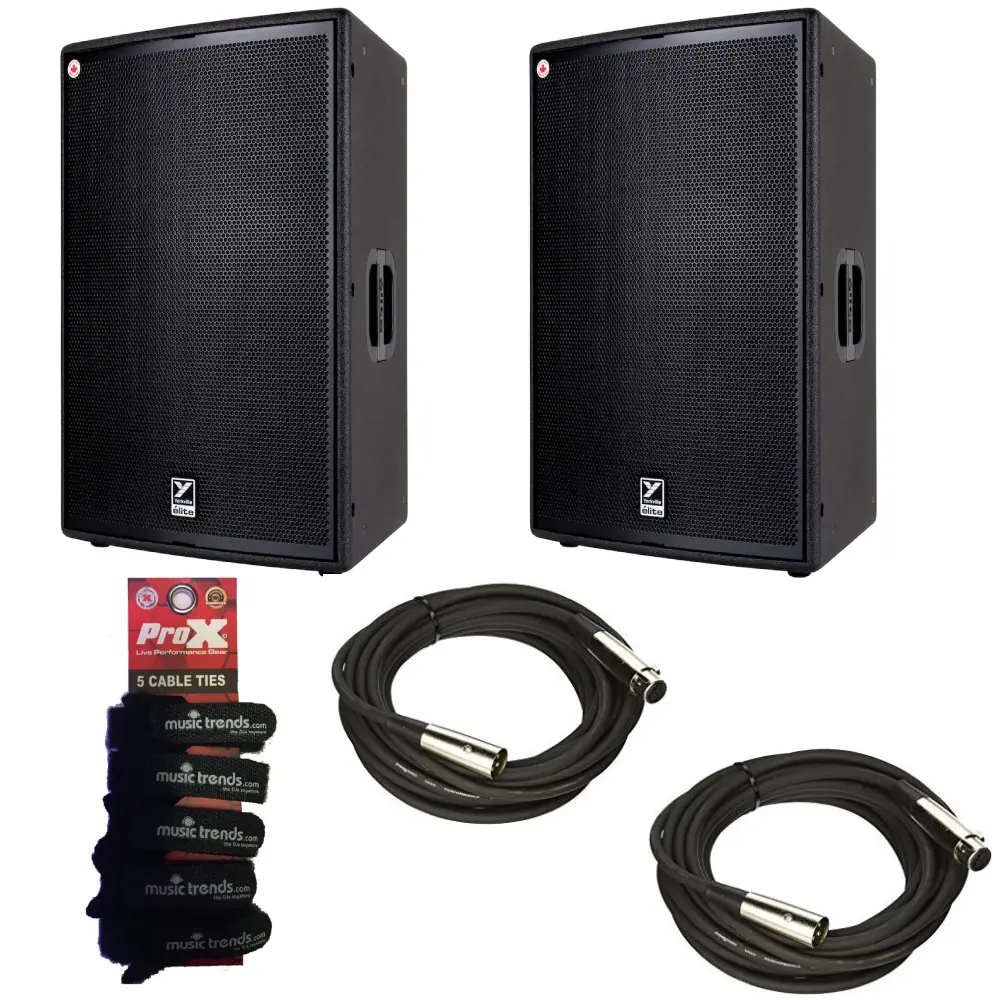 2x Yorkville EL15P Elite High Output Powered Speakers, 2500 watts peak + XLRs