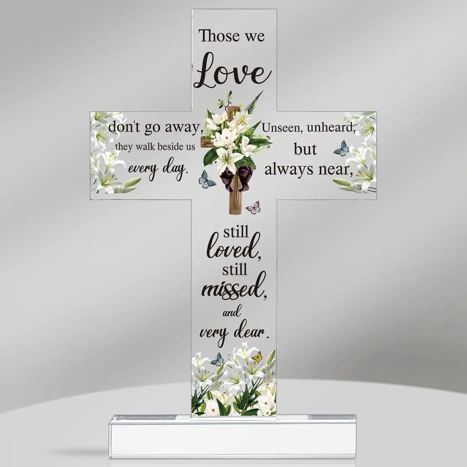 Acrylic Cross Shape Memorial Sign - Home Decoration, Table Decoration, Memorial Gifts for Family & Friends, Bereavement Comforting Keepsake, Anniversary