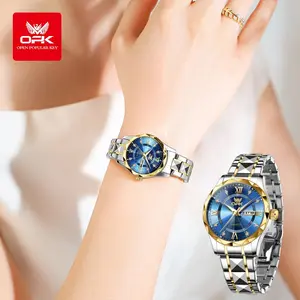 OPK Watches For Women Gold Silver Waterproof Wrist Original With Box Quartz Analog Stainless Steel Calendar Fashion 6023 Reloj de cuarzo para mujer