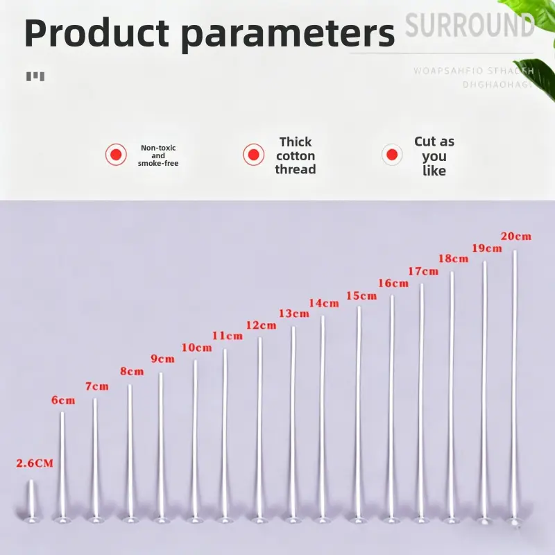 DIY Aromatherapy Candle Cotton Wicks 2.6-20cm 50-Pack Aromatherapy Candle Wicks Tightly Woven DIY Aromatherapy Candle Cotton Wicks 2.6-20cm 50-Pack Aromatherapy Candle Wicks Tightly Woven