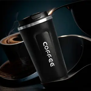 Insulated Coffee Mug 17oz,Coffee Cup for Car and Made of Insulated Stainless Steel, Double Layer Leak Proof, Suitable for Travel, Office and Gift for Christmas Day-Black