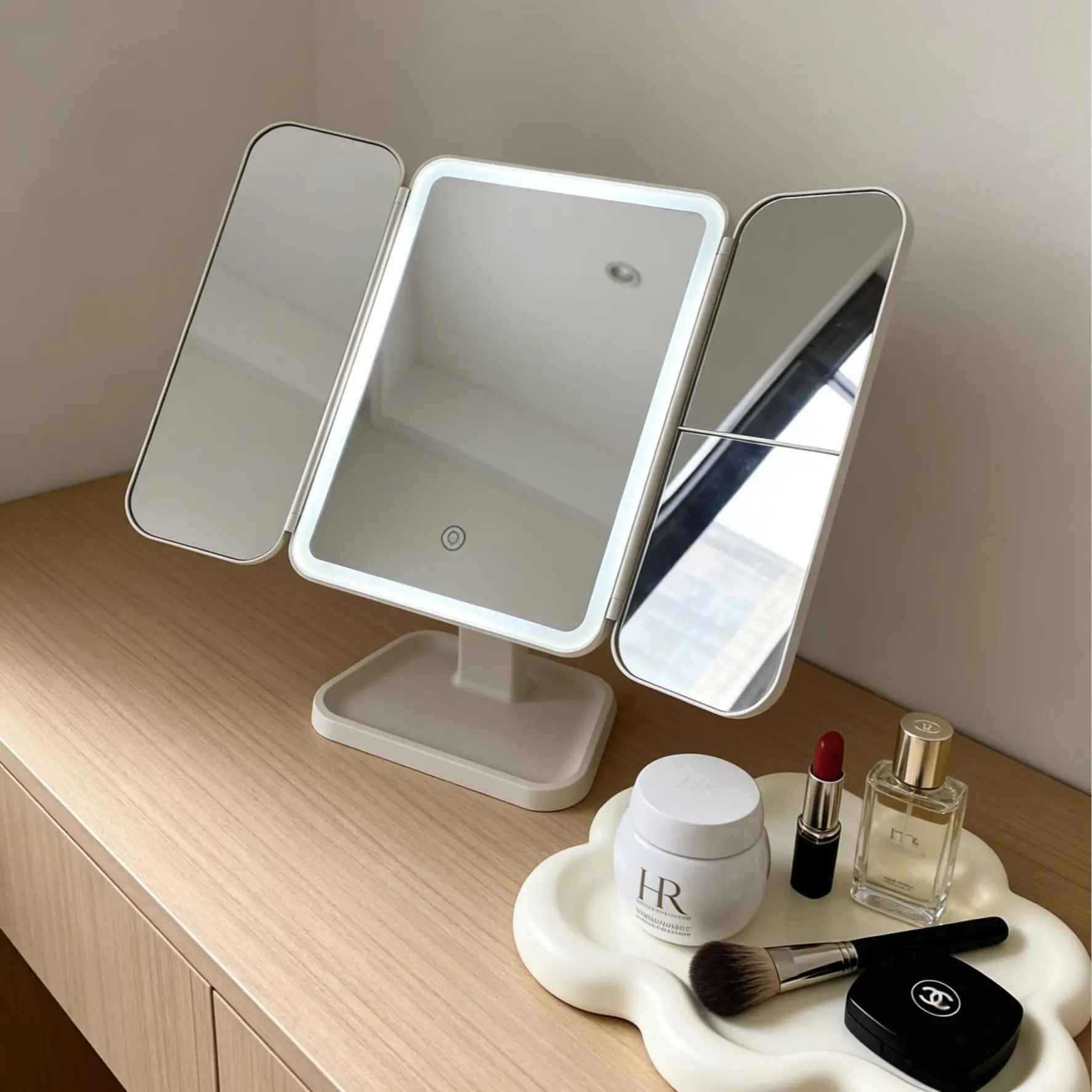 Summervibes  Foldable LED Makeup Mirror, 3 Light Modes, 2X/3X HD Magnification, Touch Dimmable, 360° Rotatable, Portable Vanity Mirror, Exquisite Gift Box, Ideal Gift  for mom and girlfriend