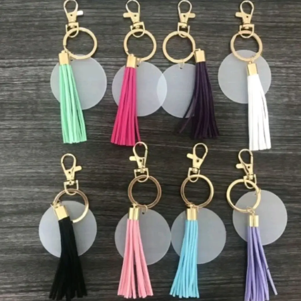 Acrylic Round Keychains with Tassels