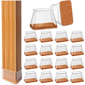 28 count Chair  Floor Protectors Rectangle for Hardwood Floors  Caps Covers Felt Furniture Pads Clear Chair Sliders, Protect The Floor from (Fit:L 1.12"-1.5",W 0.75"-1")