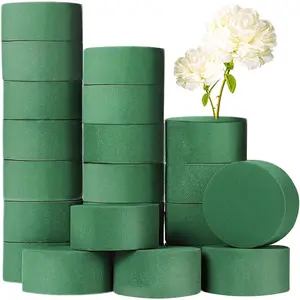 20 PCS Round Green Wet Floral Foam Block Flower Arrangement Supplies for Wedding Aisle Flowers Party Decoration