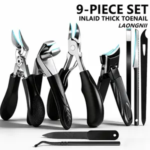 9pcs Professional Nail Care Clipper Set, Heavy-Duty Stainless Steel Pedicure Kit with Wide Jaw Opening for Thick & Ingrown Nails nail clipper