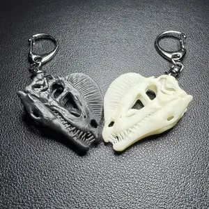 Dilophosaurus Skull | Resin Keychain Replica - High Paleo Accuracy, Detail, and Durability - Dinosaur Dual Crested Lizard Gift for Dino Enthusiasts