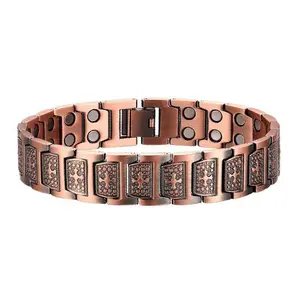 1-piece men's copper platingcross bracelet, magnetic bracelet with magnet, cross pattern design, hypoallergenic accessory with adjustment tool, ideal gift for men with arthritis for Christmas, anniversaries, parties, and daily wear. Magnetic bracelet