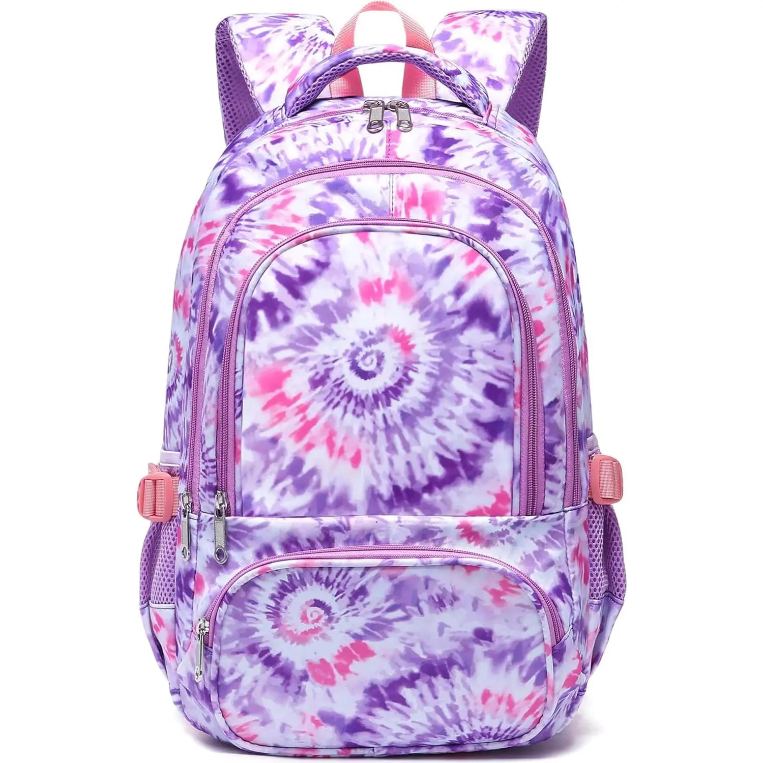Kids Backpack for Girls 17In Elementary Middle School Bookbag for Aged 6-8 8-10 10-12 Teens Childs Back to School Bag with Laptop Compartment Mochilas Escolares para Niñas de Tie-dye Purple