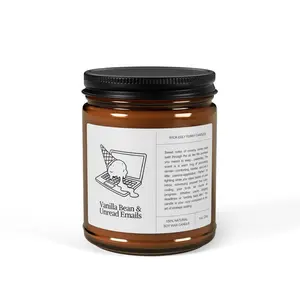 Gag Gift Candle – “Vanilla Bean & Unread Emails” – Funny Office Present – Scented Candle (9oz)