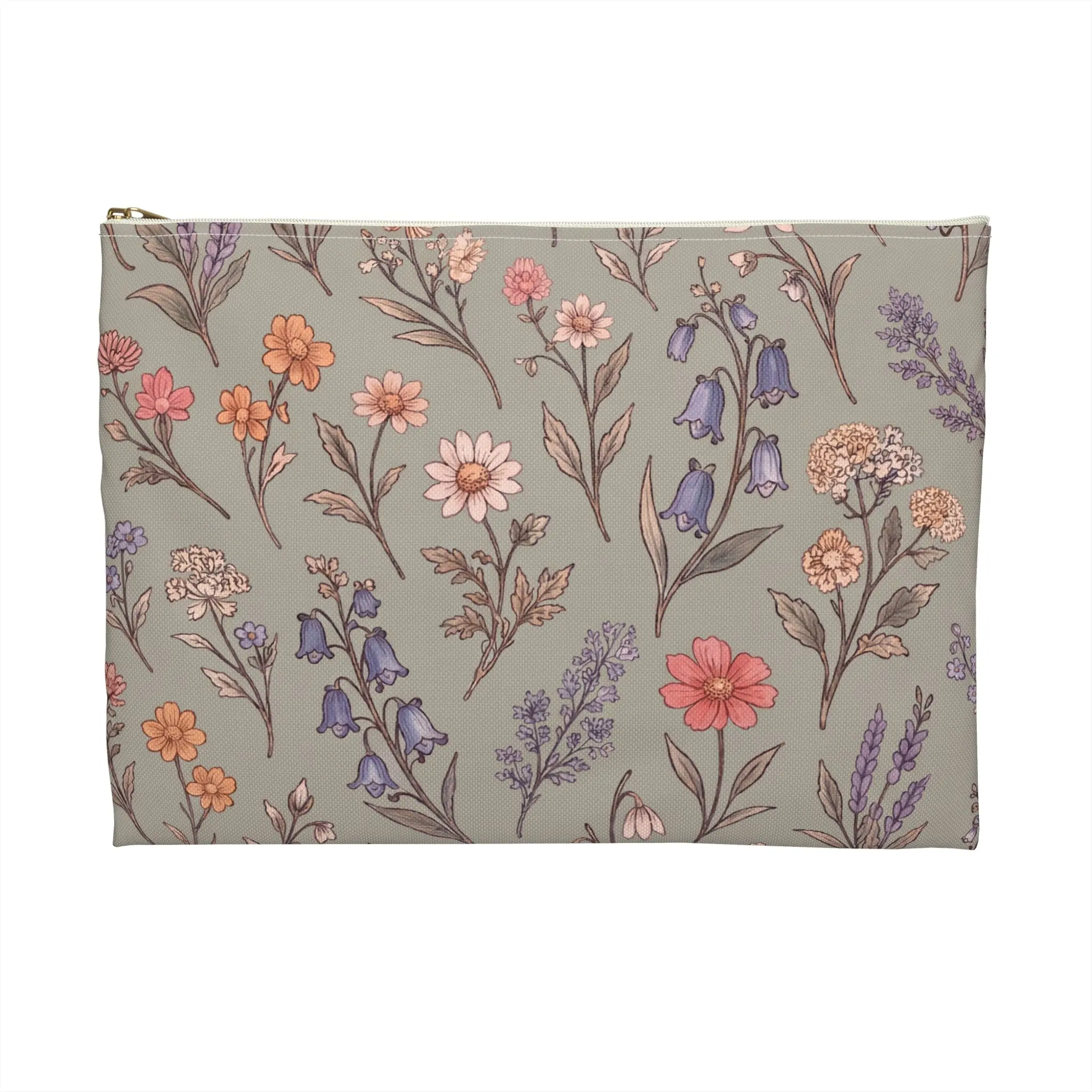 Women's Morning Mist Accessory Pouch with Botanical Floral Print - Small Polyester Multi-Use Travel Organizer for Art Supplies & Makeup, Synthetic, Travel-Friendly, Botanical Charm