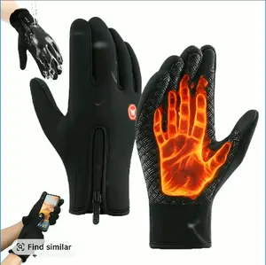 1 Pair of Outdoor Autumn Warm Gloves | Winter Sports Fleece Touchscreen Gloves, Non-slip, Suitable for Cold Weather, Unisex, Polyester and Elastane Blend