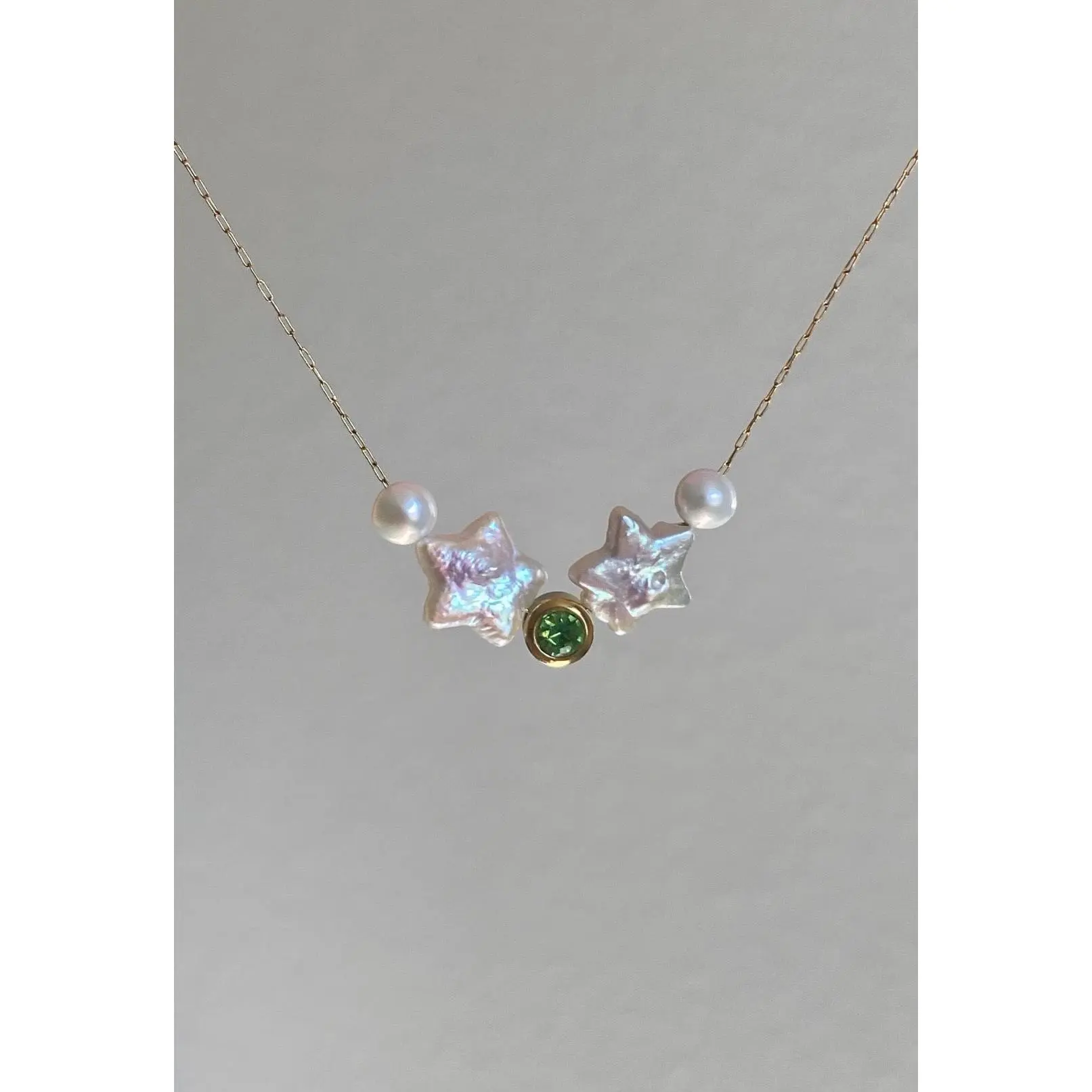 Custom Birthstone Star Baroque Pearl Choker Necklace best wishing necklace