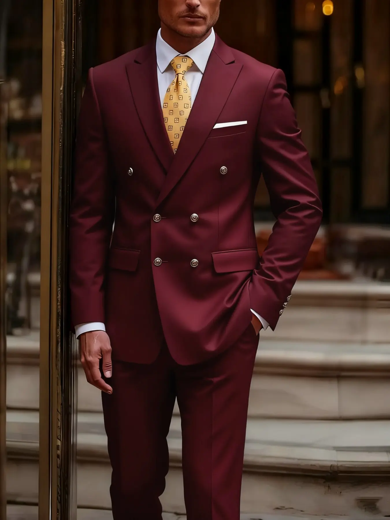 Men's 2pcs Suit, Blazer + Trousers, Long Sleeve, Groom Formal Business Suits Attire, Stylish and Elegant, Premium Quality Menswear for Weddings, Work, and Parties