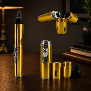 Slim Pen Shaped Windproof Torch Lighter| Refillable Metal Jet Flame Lighter| Portable Pocket Lighter for Camping BBQ Emergency & Daily Use Butane-free