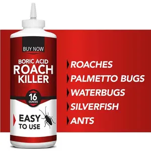 Boric Acid Roach Killer Powder for Indoor Pest Control, Long-Lasting Formula for Roaches, Ants, Water Bugs and Silverfish, 16 oz
