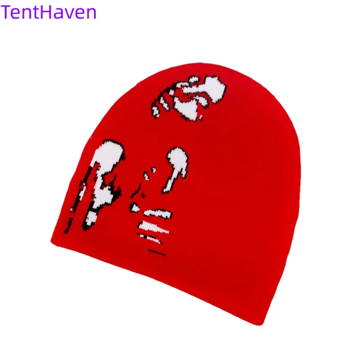 2026 New Trendy Personalized Jacquard Knitted Beanie - Cotton Blend, Soft Thick Knit Material, Stretch Fit Sports & Outdoor Hat for European Users, Daily Warm Autumn-Winter Beanies, One Size