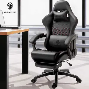 Dowinx Gaming Chair Office Chair PC Chair with Massage Lumbar Support, Racing Style PU Leather High Back Adjustable Swivel Task Chair with Footrest