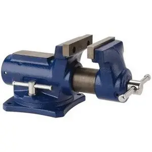 Gibraltar Cast Iron Swivel Jaw Bench Vise, 4" Jaw Width, 2-1/4" Opening Capacity, 2" Throat Depth, Bolt-Down Base Attachment CBV023G