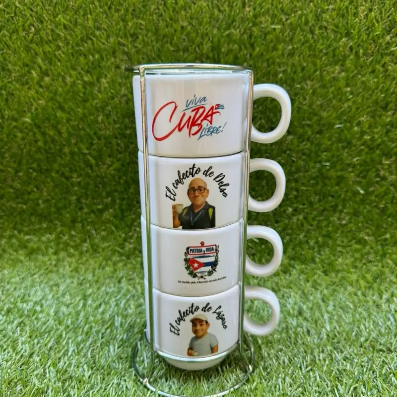 Tácitas Cubanas 6oz Ceramic Cups with Unique Designs and "Viva Cuba Libre" Theme