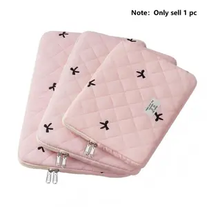 Cute Bow 11-15 Inch Sleeve Case for Talet Laptop Cover for iPad 10th 11th Pro 11 12.9 Air 11 13 MacBook Air Pro 13 Lenovo ASUS Notebook Soft Protective Pouch with Zipper Quilted Bag