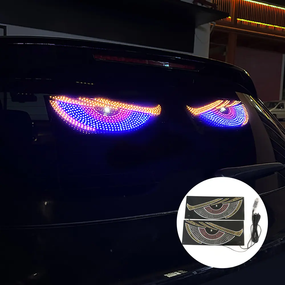 2x 11.8" LED Devil Eyes Light for Cars Windshield Rear Window Demon Eye Sign Lights Light up Blinking Flicker Road Rage Signal Lighting USB Cool Funny Gadgets Blue Green