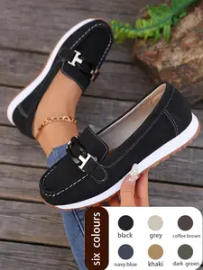 Women's Fashionable Solid Color Slip on PU Leather Loafers, Casual Comfortable Shoes for Daily Wear, Lightweight Breathable Shoes for All Seasons, Girl