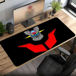 Large Mazinger Z Anime Gaming Desk - Non-Slip Rubber Base & Surface, Manga Design Computer Keyboard & Mouse Pad for PC, Office, E-Sports (Mazinger 2 Logo, Durable)