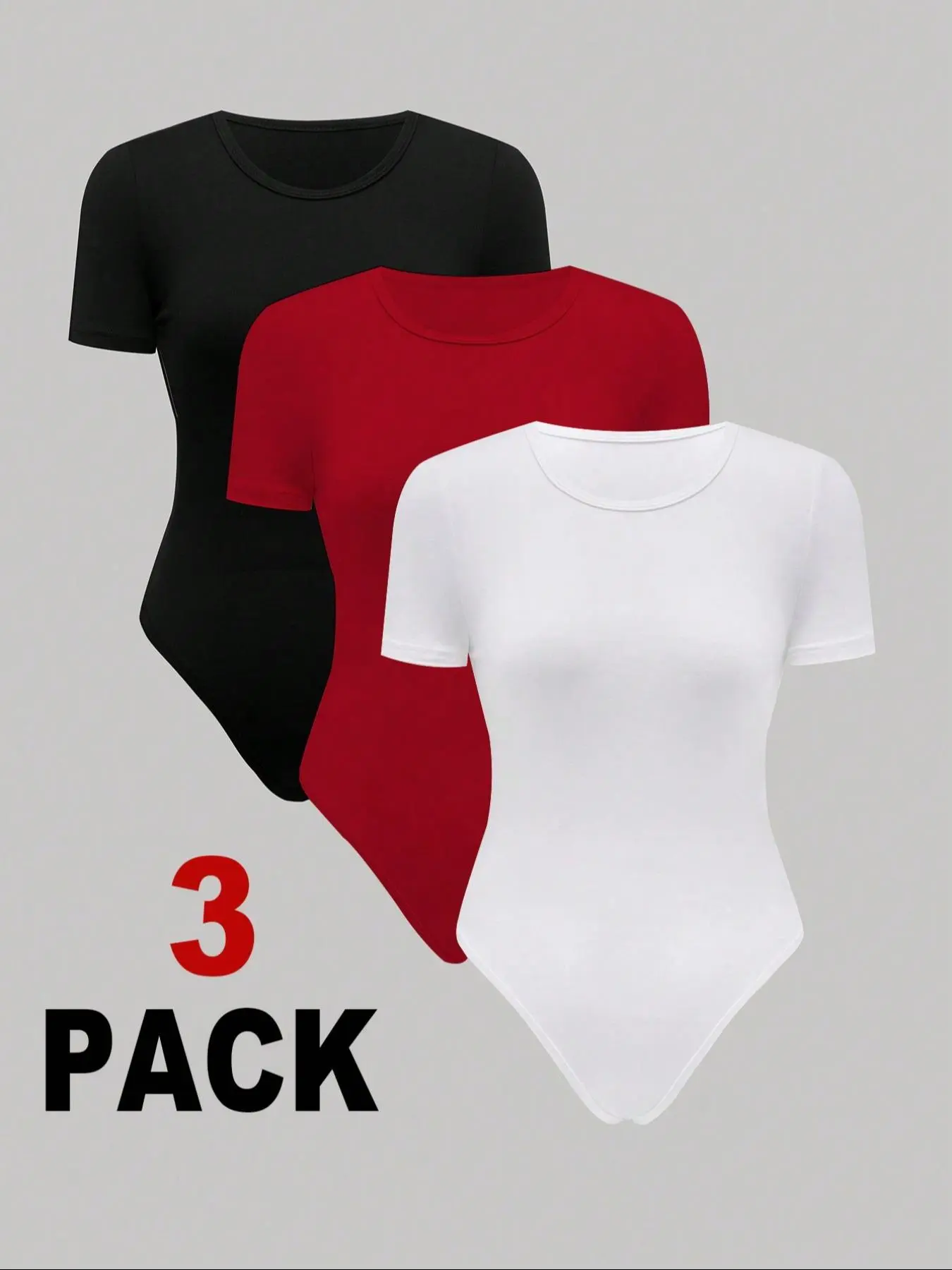 Women's Solid Color Round Neck Bodysuit, Casual Short Sleeve Basic Bodysuit Everyday for Daily Wear, Ladies Clothes for All Seasons