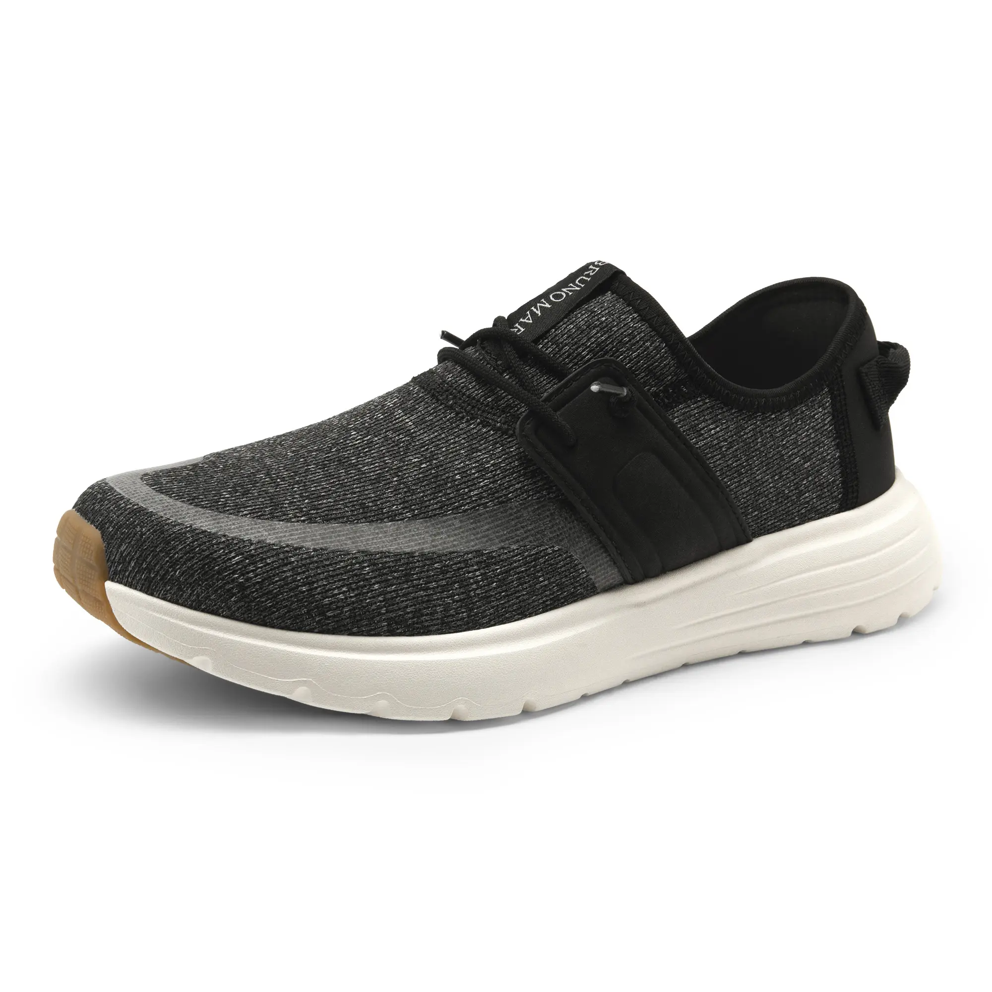 【BRUNO MARC Anniversary】 Men's Soft Knit Low Top Slip-On Sneakers - Elastic Lace, TPR Outsole, EVA, Breathable, Shock-Absorbent, Lightweight, Comfortable Stylish Daily Walking Footwear, Casual Loafers